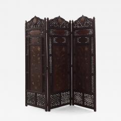 Moorish Carved Teak 3 Fold Screen - 1393896