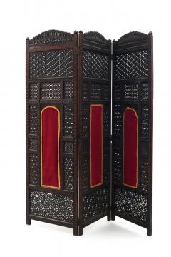 Moorish Carved Teak 3 Fold Screen - 4639628