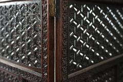 Moorish Carved Teak 3 Fold Screen - 4639631