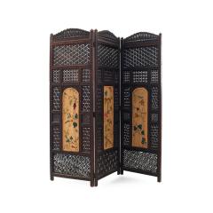 Moorish Carved Teak 3 Fold Screen - 4642301