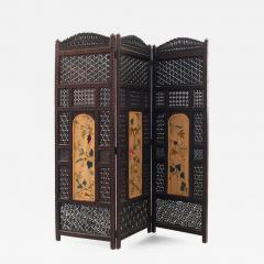 Moorish Carved Teak 3 Fold Screen - 4642308