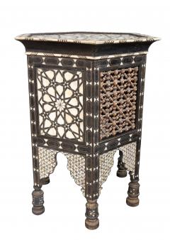 Moorish Mother Of Pearl And Bone Inlaid Hexagonal Occasional Table - 4506466