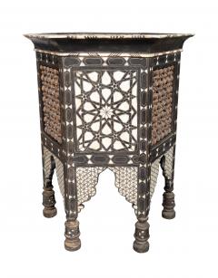 Moorish Mother Of Pearl And Bone Inlaid Hexagonal Occasional Table - 4506469