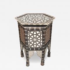 Moorish Mother Of Pearl And Bone Inlaid Hexagonal Occasional Table - 4508444