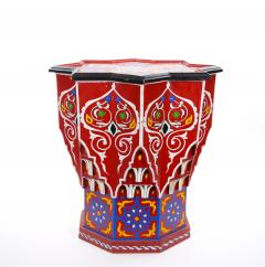 Moorish Style Moroccan Hand Painted Polychrome Eight Pointed Star Side Table - 4820380