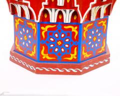 Moorish Style Moroccan Hand Painted Polychrome Eight Pointed Star Side Table - 4820383