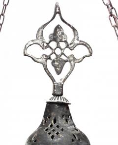 Moorish Style Patinated Brass and Green Glass Bead Chandelier - 4655579