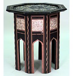 Moorish ebonized lacquer with pearl inlaid octagonal taboret - 4659187