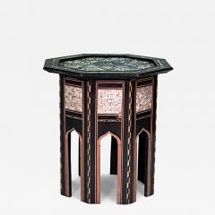 Moorish ebonized lacquer with pearl inlaid octagonal taboret - 4717874
