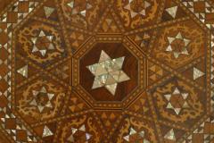 Moorish walnut inlaid wood and pearl small taboret table - 4661708