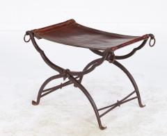Morgan Colt Leather and Iron Curule Stool - 4563775