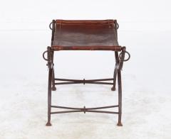 Morgan Colt Leather and Iron Curule Stool - 4563776