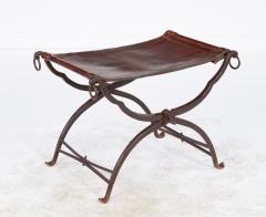 Morgan Colt Leather and Iron Curule Stool - 4563777