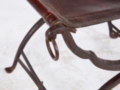 Morgan Colt Leather and Iron Curule Stool - 4563780