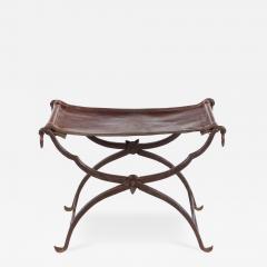 Morgan Colt Leather and Iron Curule Stool - 4565959