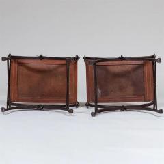 Morgan Colt PAIR OF WROUGHT IRON AND LEATHER CURULE STOOLS BY MORGAN COLT - 3267977