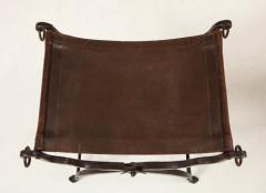 Morgan Colt Pair of wrought iron and leather curule stools by Morgan Colt - 1669103