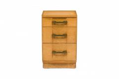 Morgan Furniture American Mid Century Light Wooden Three Drawer Brass Scroll Han - 4652036