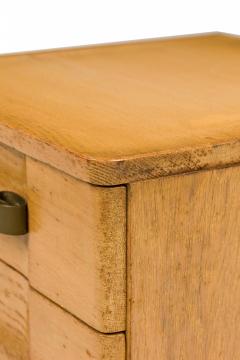 Morgan Furniture American Mid Century Light Wooden Three Drawer Brass Scroll Han - 4652042