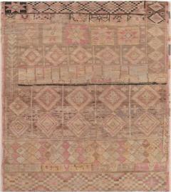 Moroccan Beige Brown Pink and Yellow Wool Rug Fragment Rug - 3582389