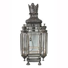 Moroccan Black Painted Tole Hall Lantern - 3786455