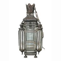 Moroccan Black Painted Tole Hall Lantern - 3786461