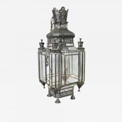 Moroccan Black Painted Tole Hall Lantern - 3800207