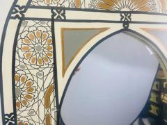 Moroccan Bohemian Style White and Gold Arch Shape Wall Table or Vanity Mirror - 2866517