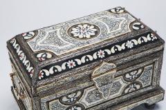 Moroccan Chest or Jewelry Box in Camel Bone and Brass Inlaid - 2888949