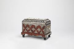 Moroccan Chest or Jewelry Box in Camel Bone and Brass Inlaid - 2888950