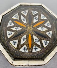 Moroccan Handmade Bone Bronze Inlay Octagonal Side Table - 3785855