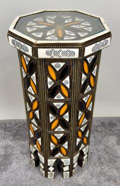 Moroccan Handmade Bone Bronze Inlay Octagonal Side Table - 3785859