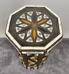 Moroccan Handmade Bone Bronze Inlay Octagonal Side Table - 3785862