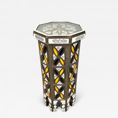 Moroccan Handmade Bone Bronze Inlay Octagonal Side Table - 3789145