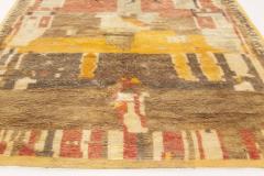 Moroccan Mocha Carmine Brown Gray Beige and Yellow Wool Rug - 2457034
