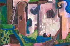Morris M Shulman Framed 1940s Abstract Landscape Painting by Morris Shulman - 4749443