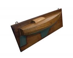 Mounted Half Hull Wooden Boat Builders Model of a Sloop - 4319877