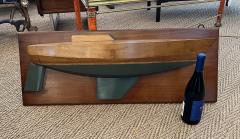 Mounted Half Hull Wooden Boat Builders Model of a Sloop - 4319884