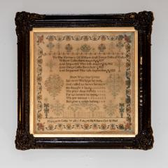Mourning Sampler Dated 1824 in Black Frame English Circa 1824  - 2182743