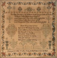 Mourning Sampler Dated 1824 in Black Frame English Circa 1824  - 2184456