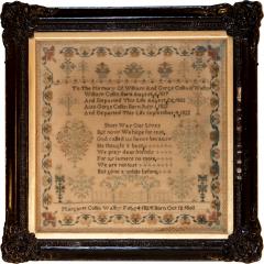 Mourning Sampler Dated 1824 in Black Frame English Circa 1824  - 2184458