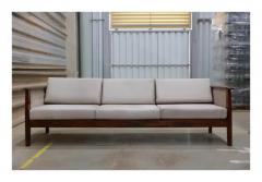 Moveis Fatima Mid Century Modern Sofa in Hardwood Fabric Fatima c 1960 - 3833496