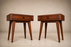 Moveis Teperman Brazilian Modern Pair of Imbuia Wood Nightstands by Teperman Brazil 1950s - 4747087