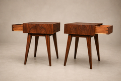 Moveis Teperman Brazilian Modern Pair of Imbuia Wood Nightstands by Teperman Brazil 1950s - 4747088