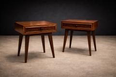 Moveis Teperman Brazilian Modern Pair of Imbuia wood Nightstands by Teperman Brazil - 4524897