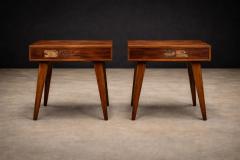 Moveis Teperman Brazilian Modern Pair of Imbuia wood Nightstands by Teperman Brazil - 4524906