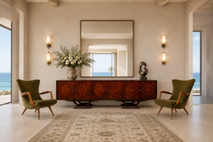 Moveis Teperman Rosewood Credenza with Geometric Veneer Work by M veis Teperman - 4763744