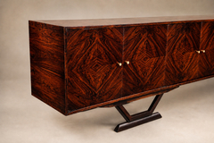Moveis Teperman Rosewood Credenza with Geometric Veneer Work by M veis Teperman - 4763759