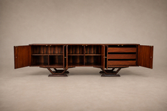Moveis Teperman Rosewood Credenza with Geometric Veneer Work by M veis Teperman - 4763764