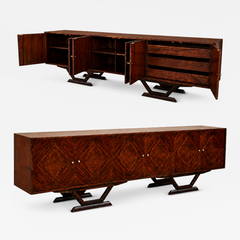 Moveis Teperman Rosewood Credenza with Geometric Veneer Work by M veis Teperman - 4777015